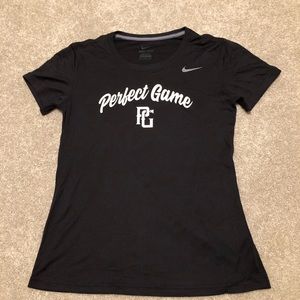 Brand new woman’s Perfect Game Baseball t-shirt. Nike Dri-fit. Black. PG. medium